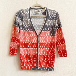 Field Flower Loop Stack Cardigan Women's S Cotton Cashmere V-Neck‎ 3/4 Sleeve